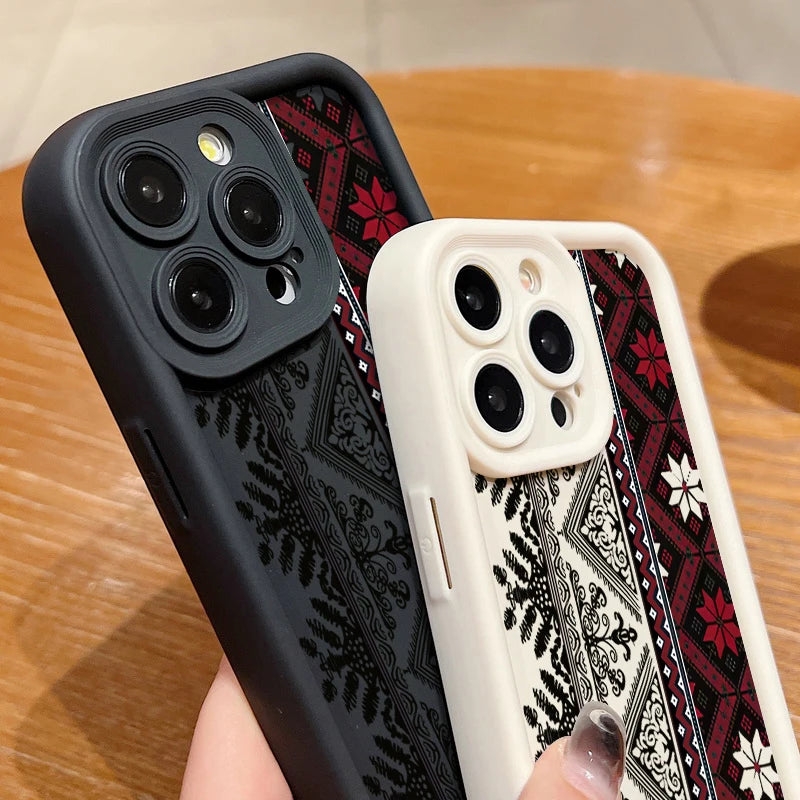 Tatreez Pattren Shockproof Case For iPhone Soft TPU Phone Cover