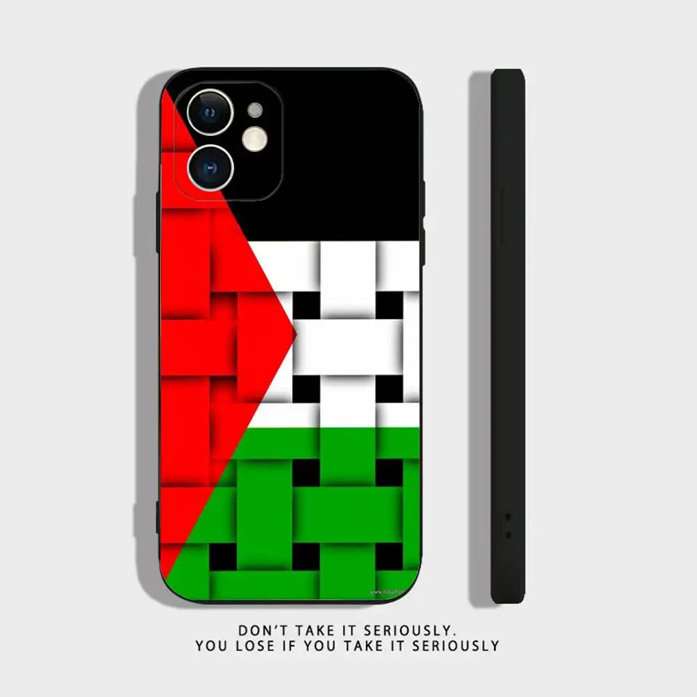 P-Palestine-es-F-Flag MAP Phone Case For iPhone 16,15,14,13,12,11,Pro,X,XS,Max,XR,Plus,Mini Soft Silicone Black Shockproof TPU