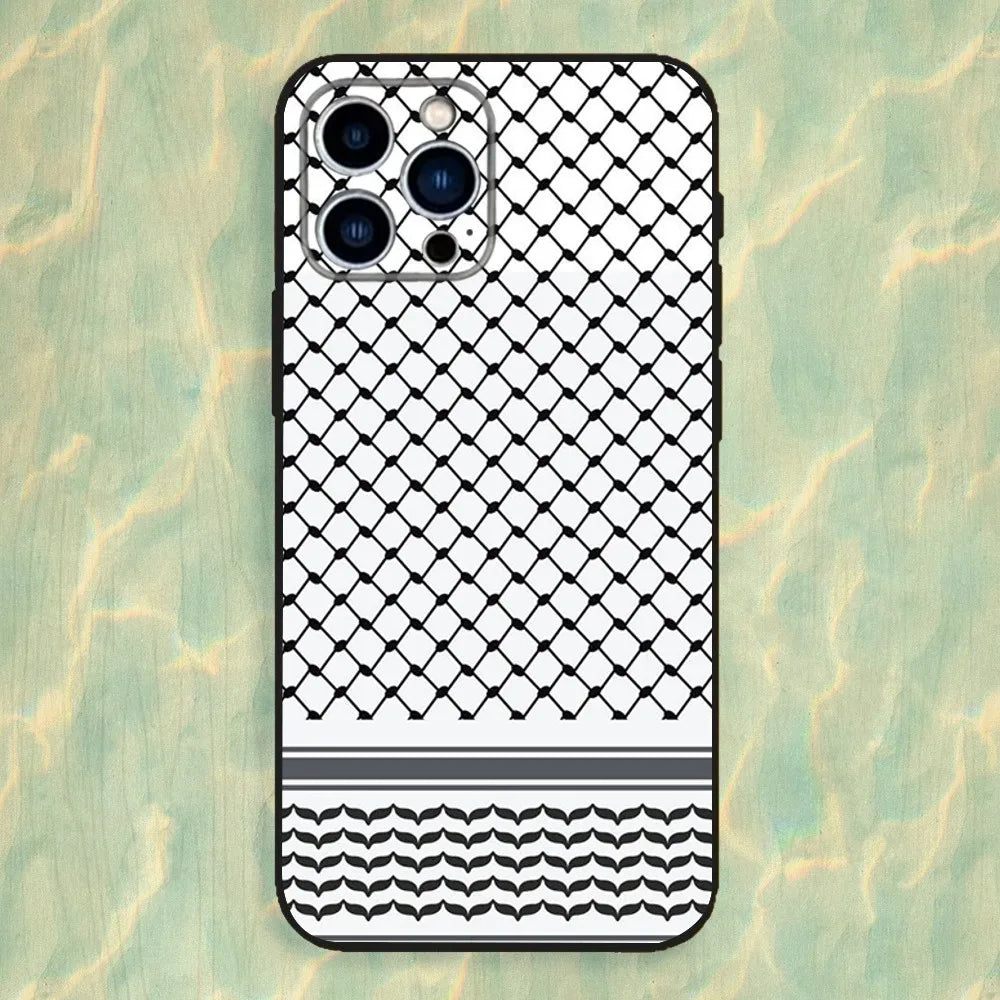 P-Palestines Hattah Keffiyeh Phone Case For iPhone 16,15,14,13,12,11 Plus,Pro Max,XS,X,XR,SE,Mini,8,7,Soft Silicone Black Cover