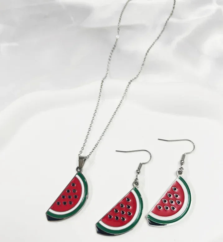 watermelon necklace watermelon earrings