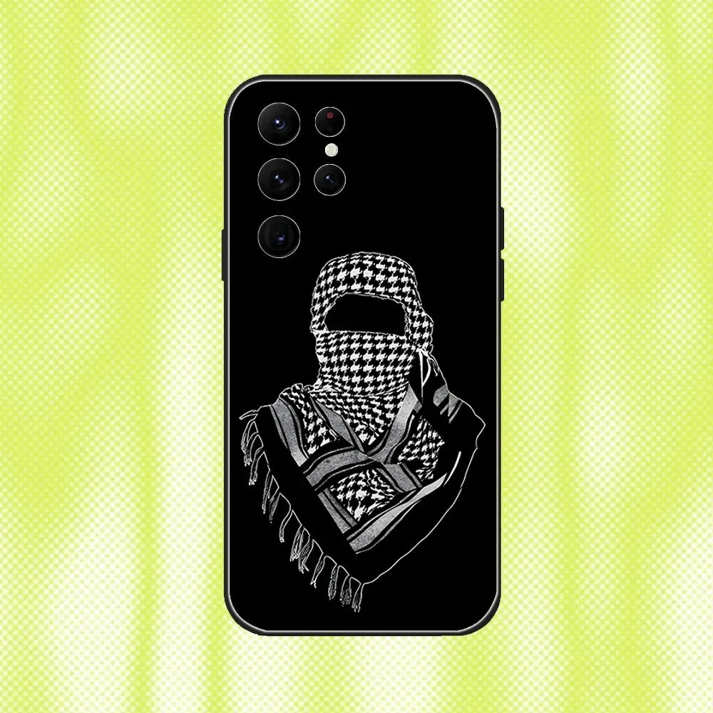 Hattah Keffiyeh Fashion Phone Case For Samsung S 25,24,23,22,30,21,10,9,Ultra,Plus,Lite,FE,4,5G Black Soft Case