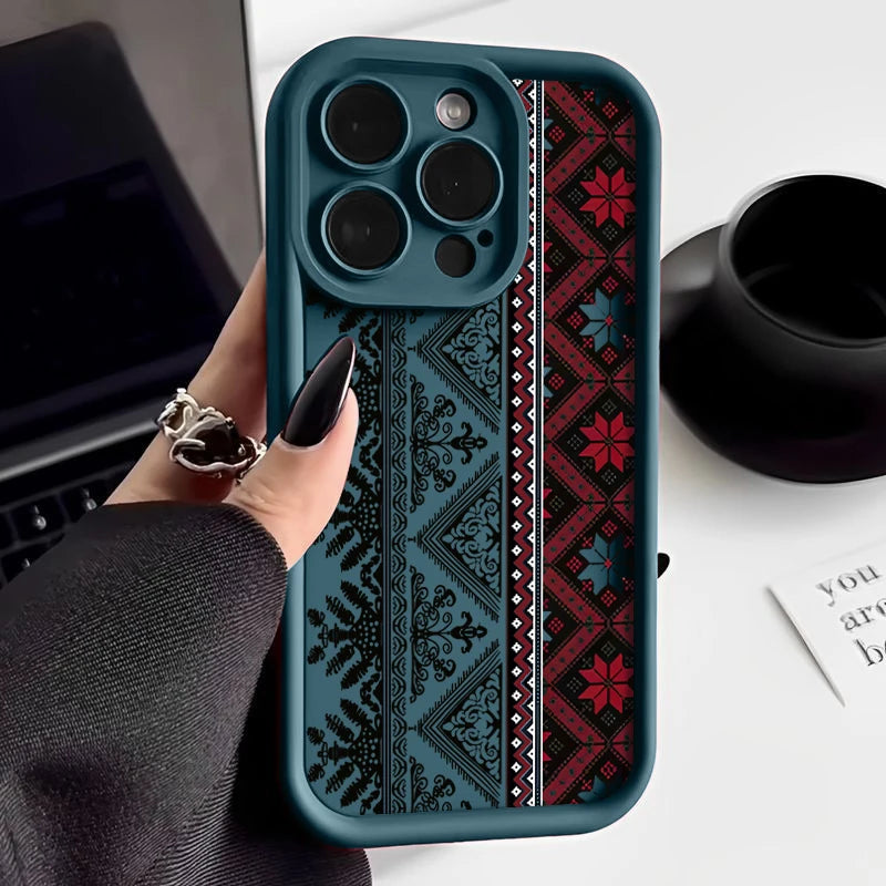 Tatreez Pattren Shockproof Case For iPhone Soft TPU Phone Cover