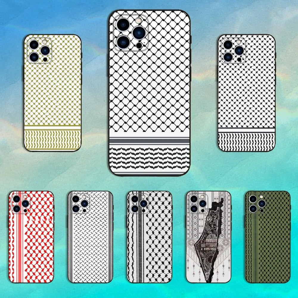 P-Palestines Hattah Keffiyeh Phone Case For iPhone 16,15,14,13,12,11 Plus,Pro Max,XS,X,XR,SE,Mini,8,7,Soft Silicone Black Cover