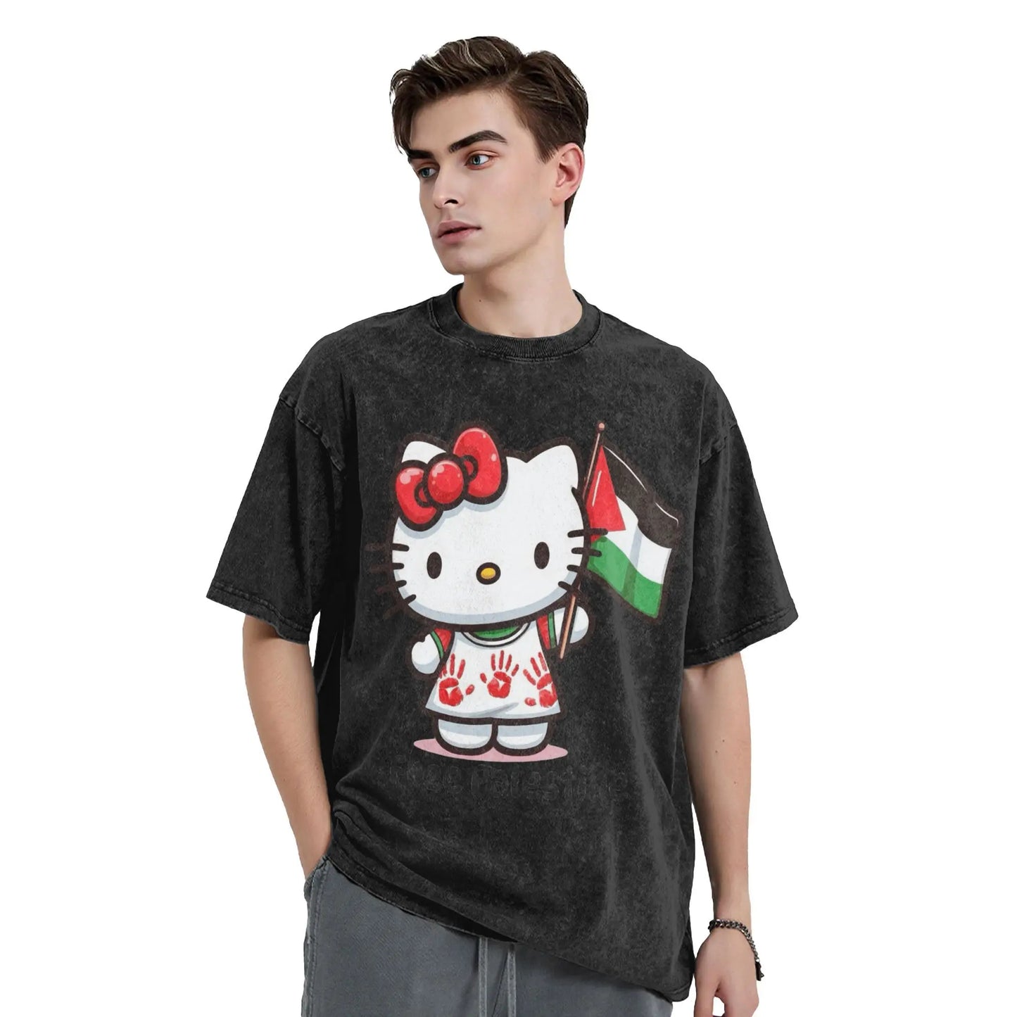 Hello Kitty Palestine Flag T Shirt