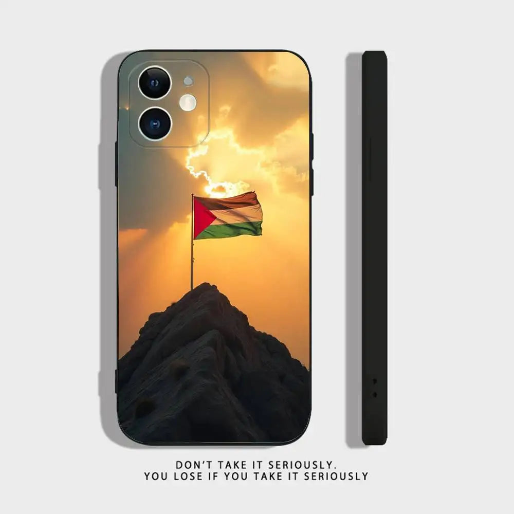 P-Palestine-es-F-Flag MAP Phone Case For iPhone 16,15,14,13,12,11,Pro,X,XS,Max,XR,Plus,Mini Soft Silicone Black Shockproof TPU