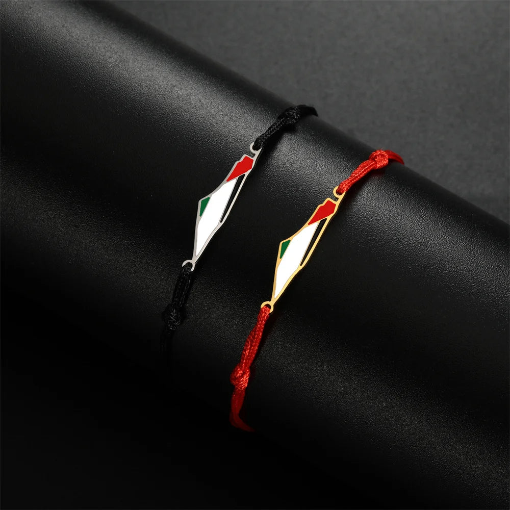 My Shape Palestine Map Flag Charms Bracelets for Women Stainless Steel Palestine Country Geography Map Pendant Bangle Jewelry