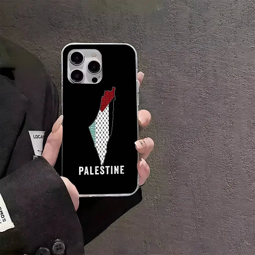 Palestine Flag MAP Phone Case For iPhones Multicolor Matte Silver-Plated Protective