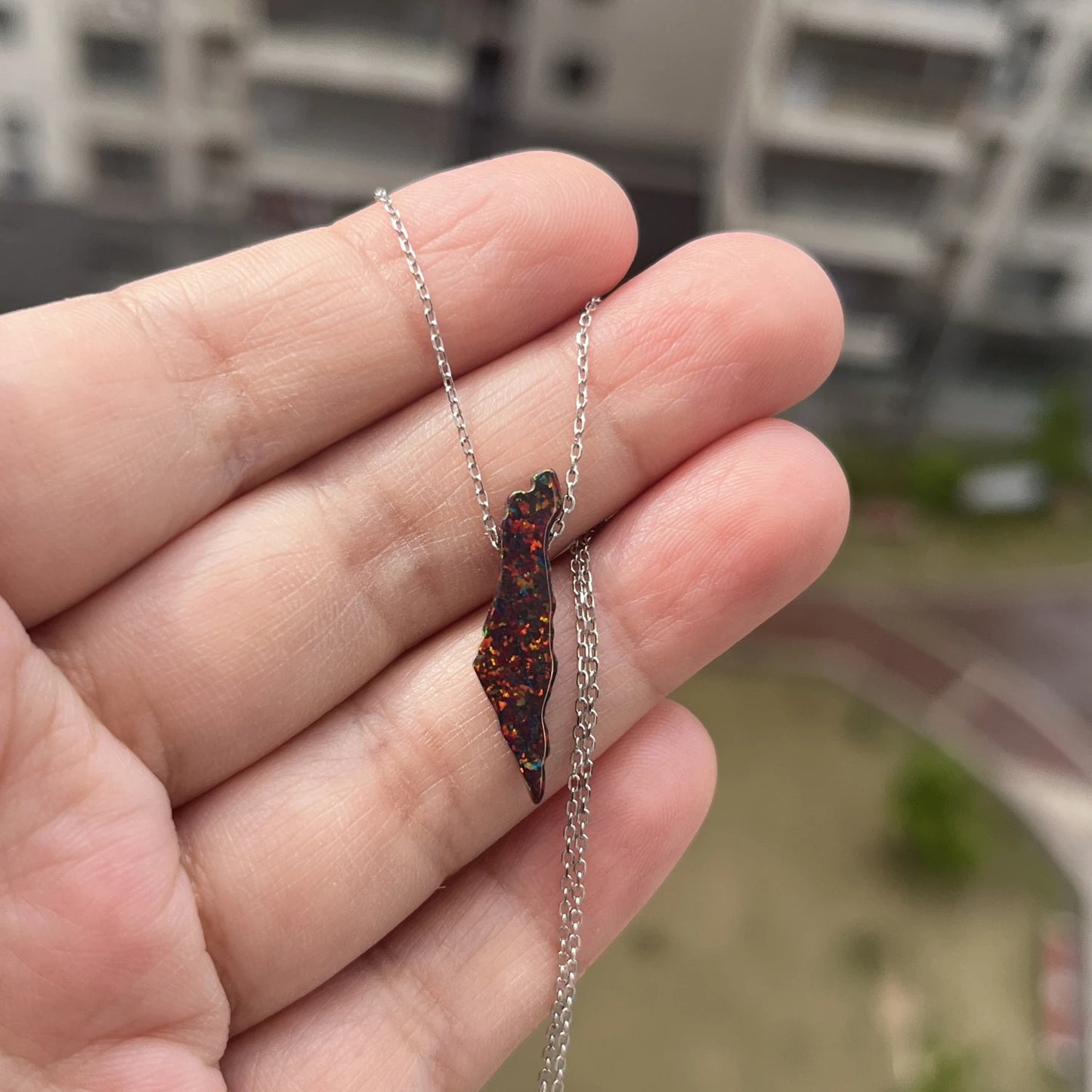 925 Silver O chain Palestine necklaces