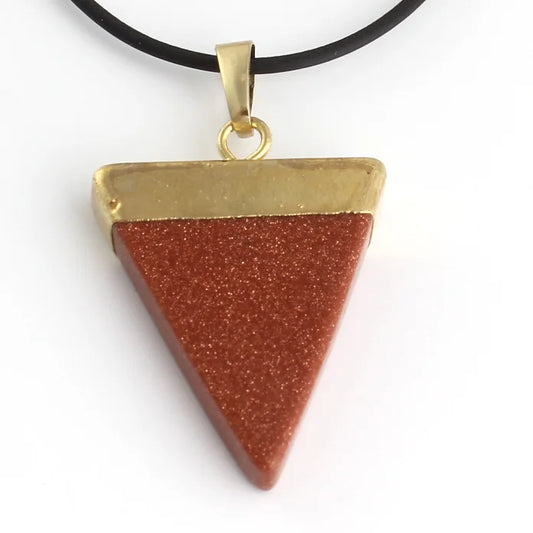Silver Plated Natural Black Onyx Agate Crystal Tiger Eye Stone Geometric Triangle Shape Pendant Simple Style Jewelry No Chain