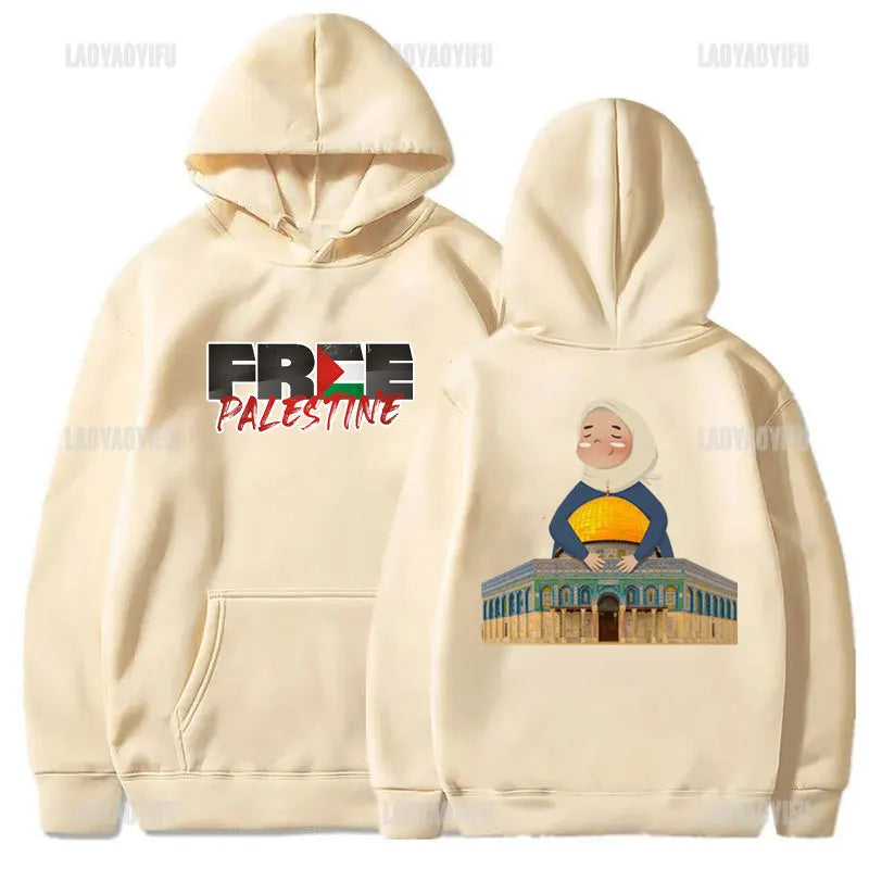 Hot Sale Al-aqsa Printed Hoodies KUDUS'UNsorumluluğu Ümmetin Omuzlarındadır Letters Slogan Hooded Autumn Fashion Sweatshirt