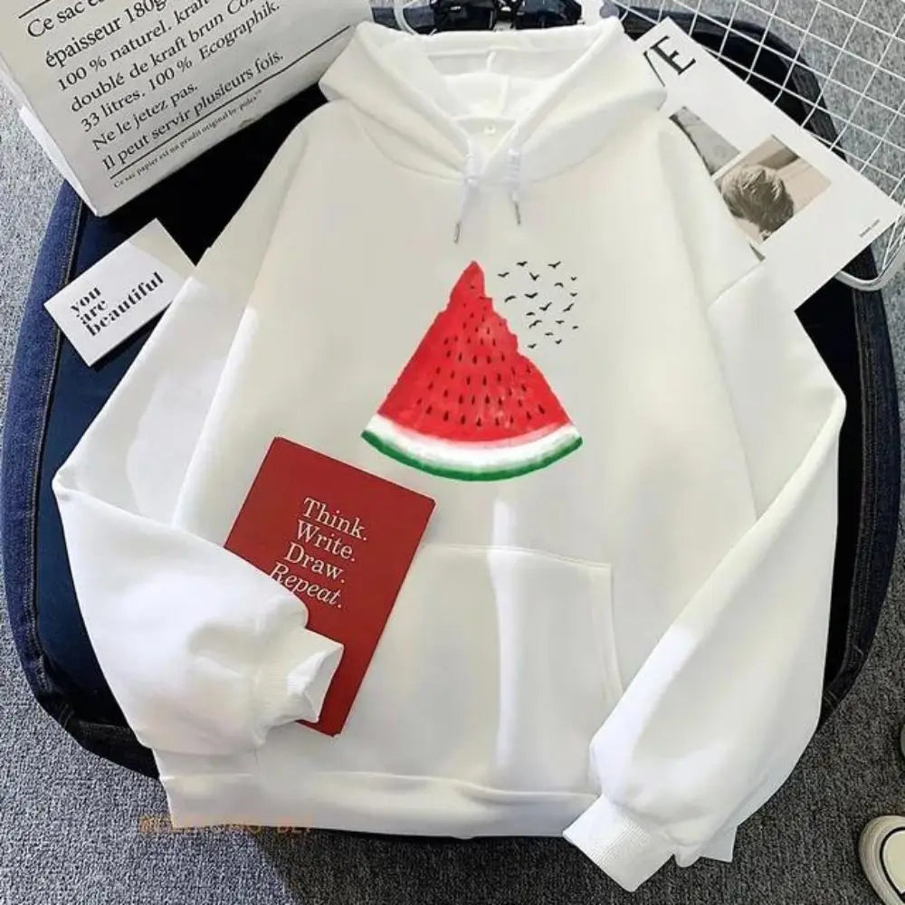 Watermelon Palestine Hoodies with Pocket Comfortable Drawstring Hoody Clothing Women Tops 2024