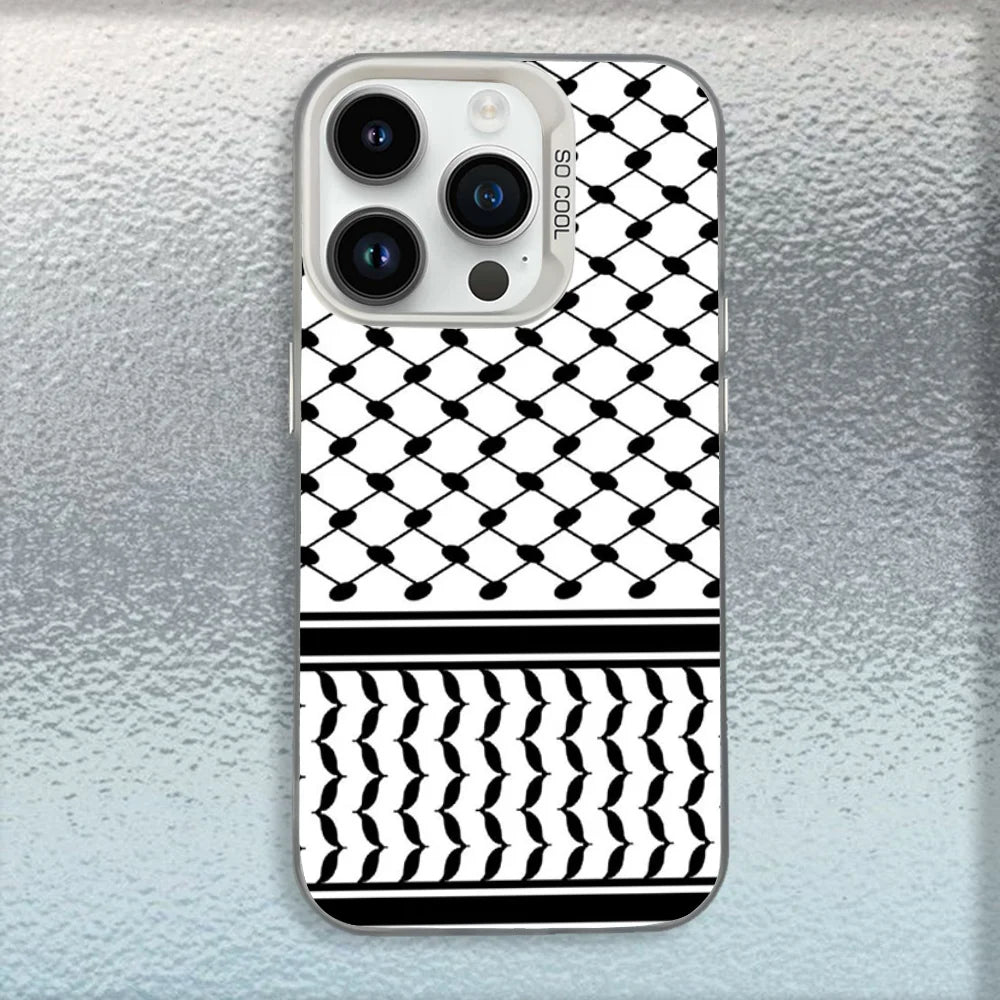 P-Palestine-S Hattah Keffiyeh Phone Case For iPhone 16,15,14,13,12,11,Mini,Pro,MAX White Matte Shockproof Cover