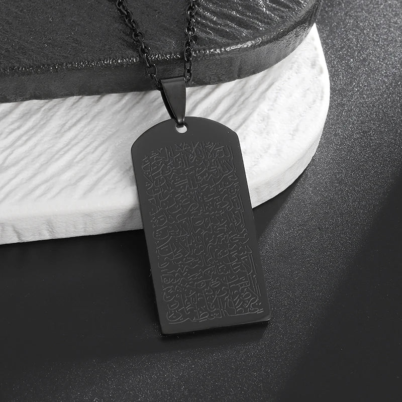 Exquisite Hollow Map Pendant Necklace for Women Men Fashion Charm Arabic Stainless Steel Amulet Jewelry