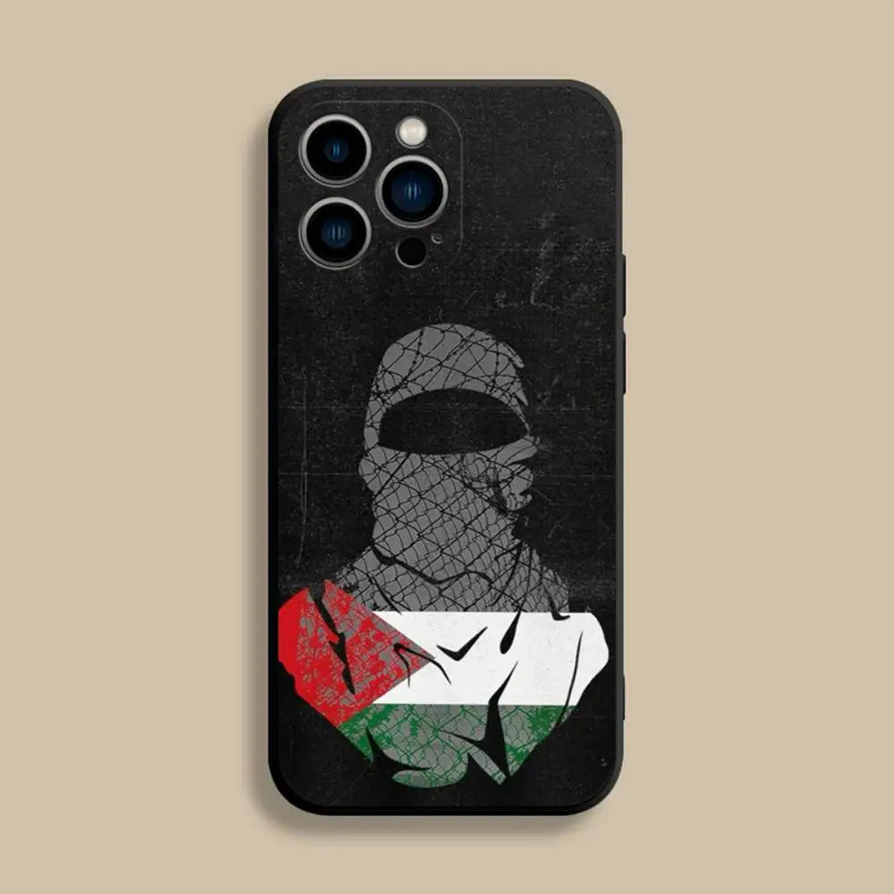 P-Palestine-es-F-Flag MAP Phone Case For iPhone 17,16,15,14,13,12,Pro,Max,Plus,E,SE4,Air,Mini Black Soft Cover