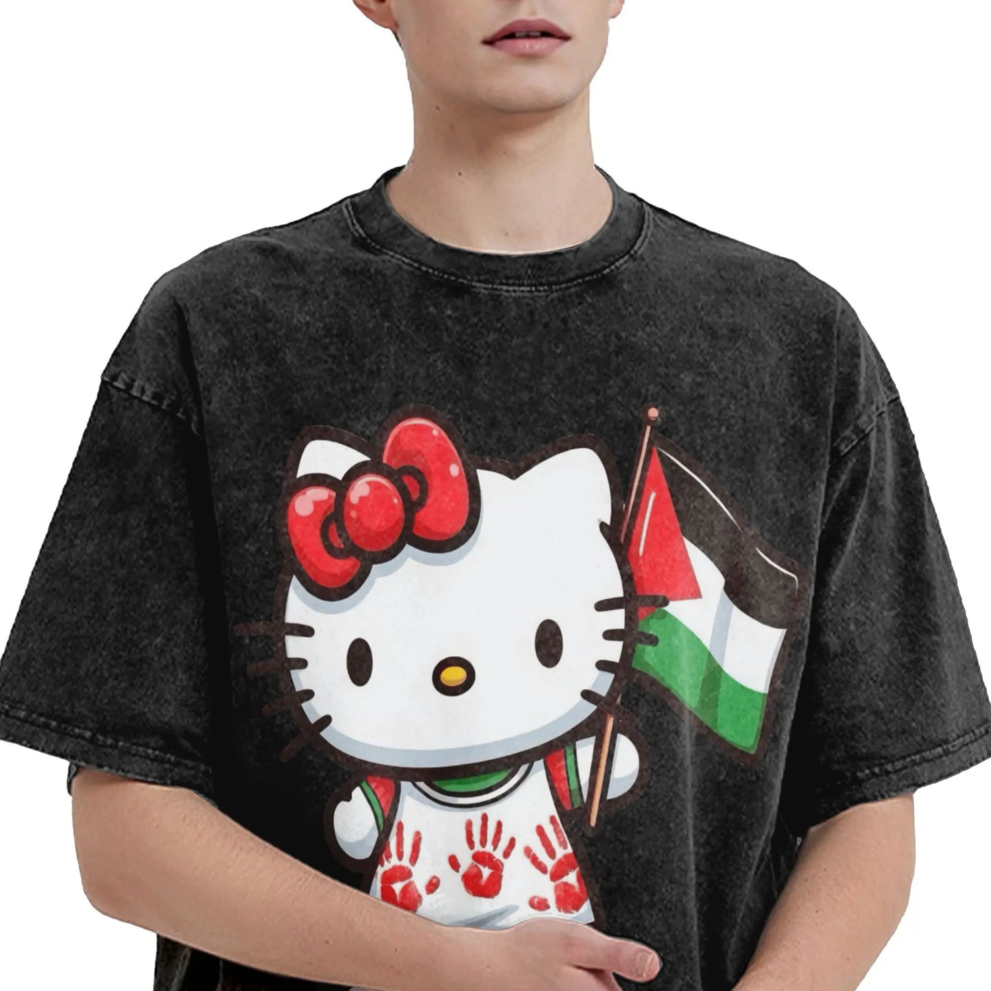 Hello Kitty Palestine Flag T Shirt