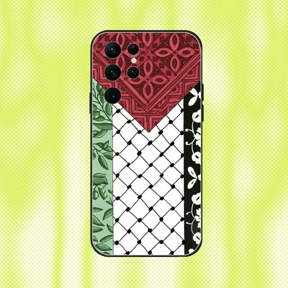 Hattah Keffiyeh Fashion Phone Case For Samsung S 25,24,23,22,30,21,10,9,Ultra,Plus,Lite,FE,4,5G Black Soft Case