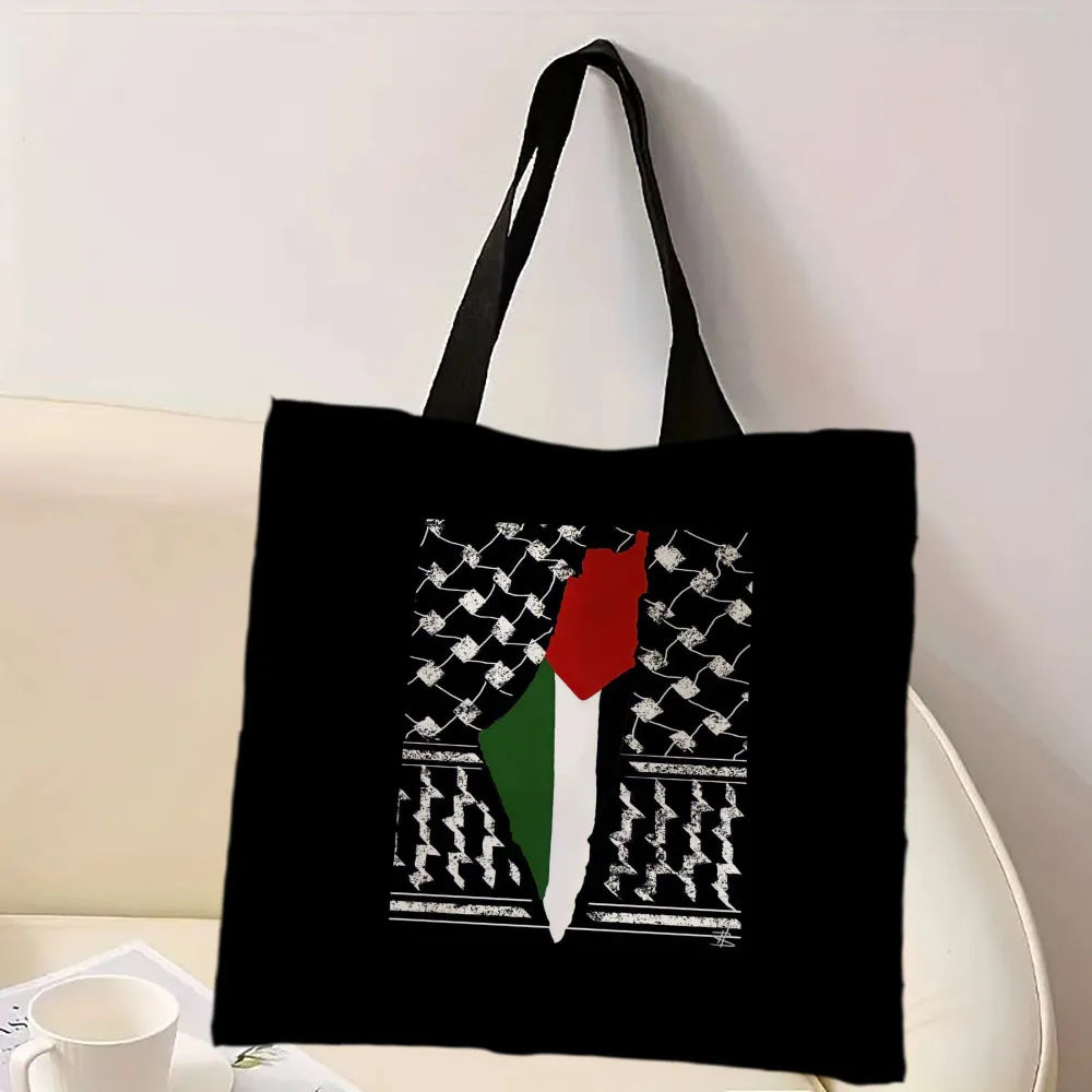 Heart Peace Floral Shoulder Bags Arabic Calligraphy Arab Keffiyeh