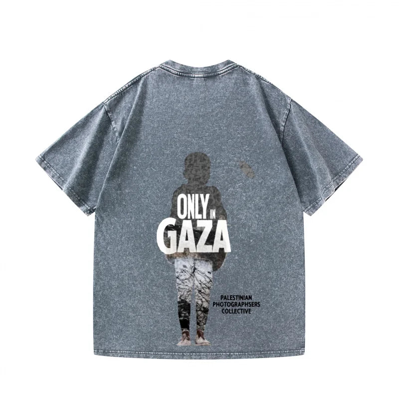 Men's T-Shirt Denim Blue Only Gaza Graphic Print Casual Daily Wear