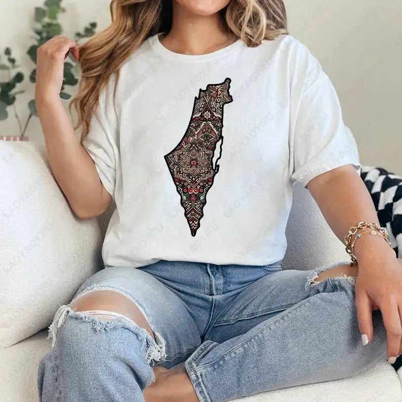Palestinian Print Cotton T Shirt