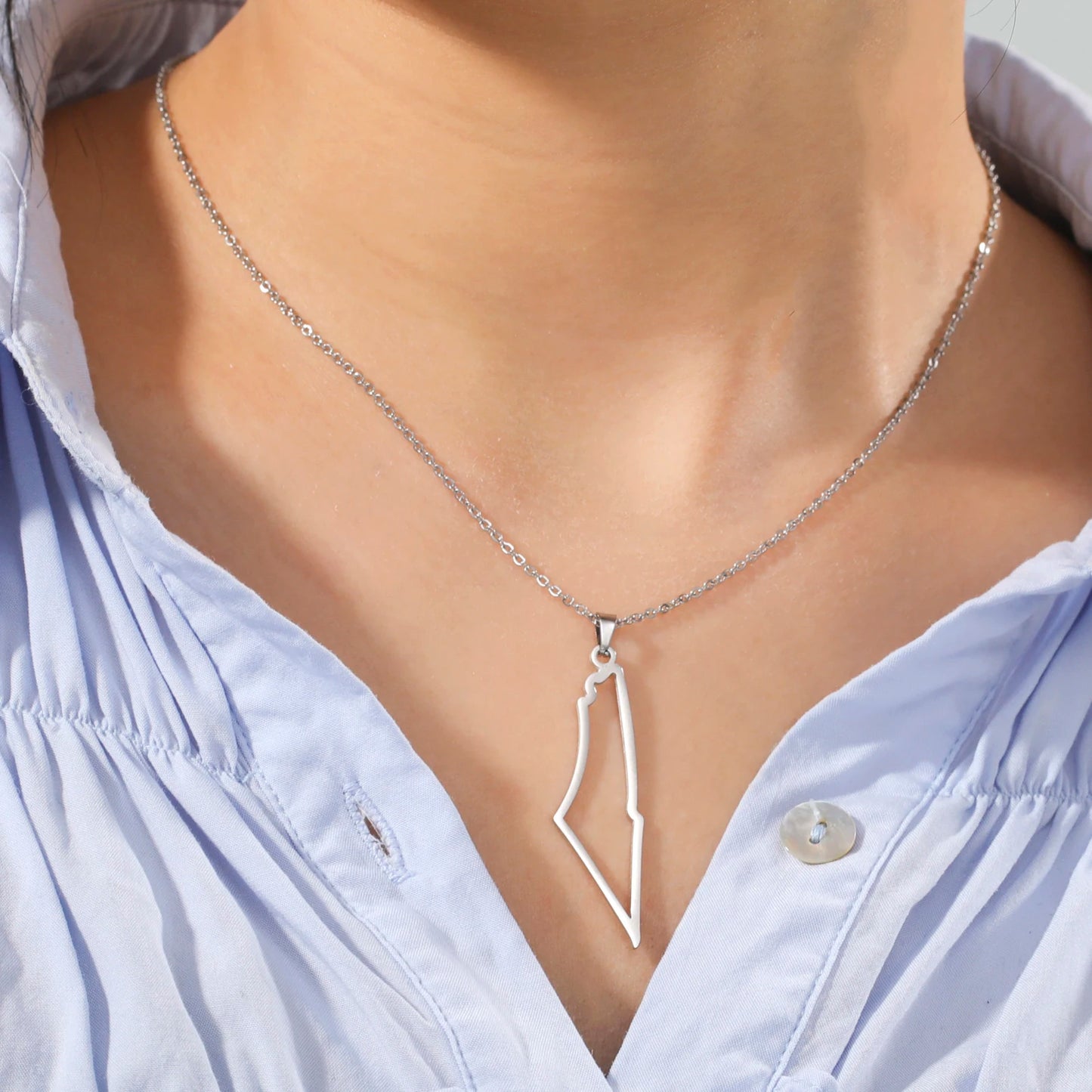Kkjoy New Fashion Stainless Steel Necklace For Women Man Simple design Irregular Hollow Mountains Pendant Lover Jewelry Gifts
