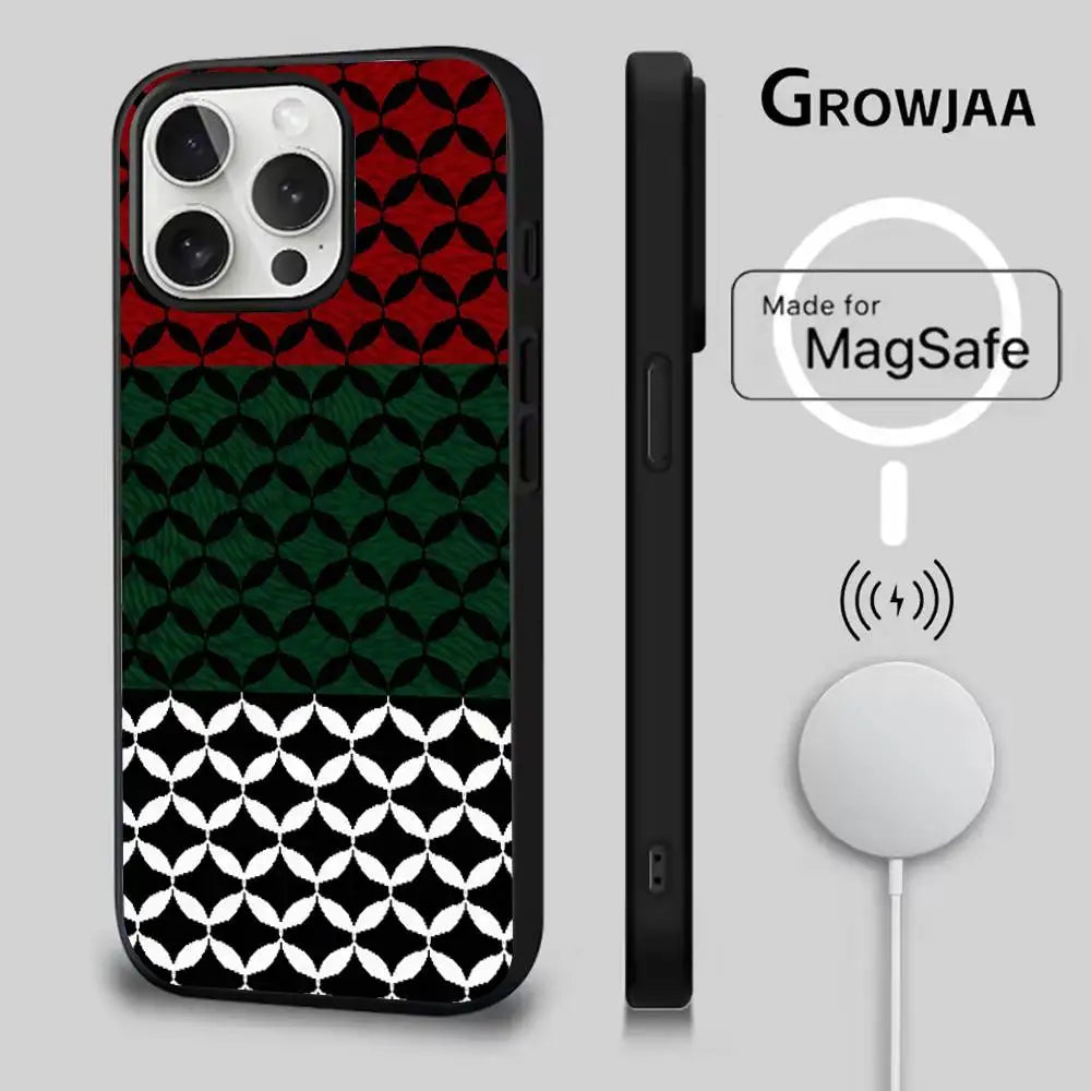 Palestine Hattah Keffiyeh Phone Case For iPhone Magsafe Magnetic Wireless Charging