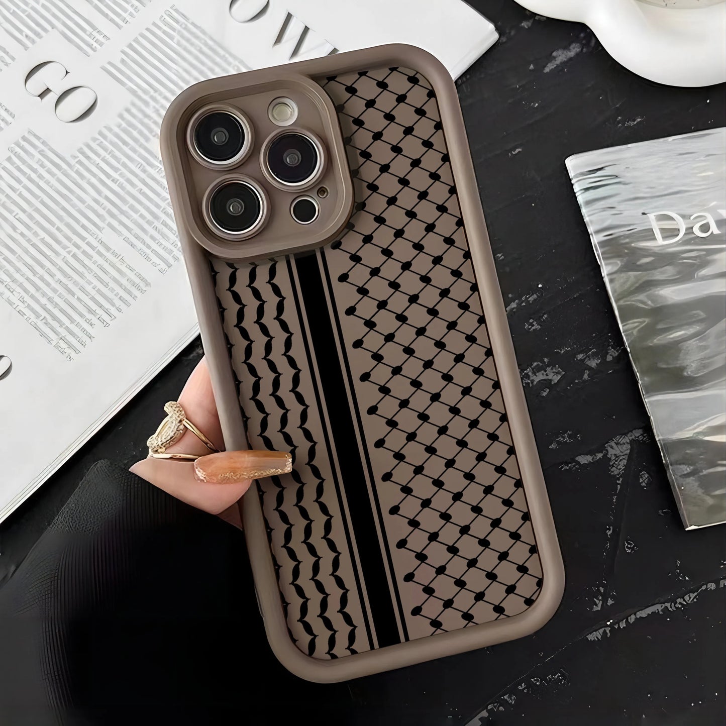 Hattah Keffiyeh Phone Case for IPhone  Soft TPU Back Cover With Hand Strap