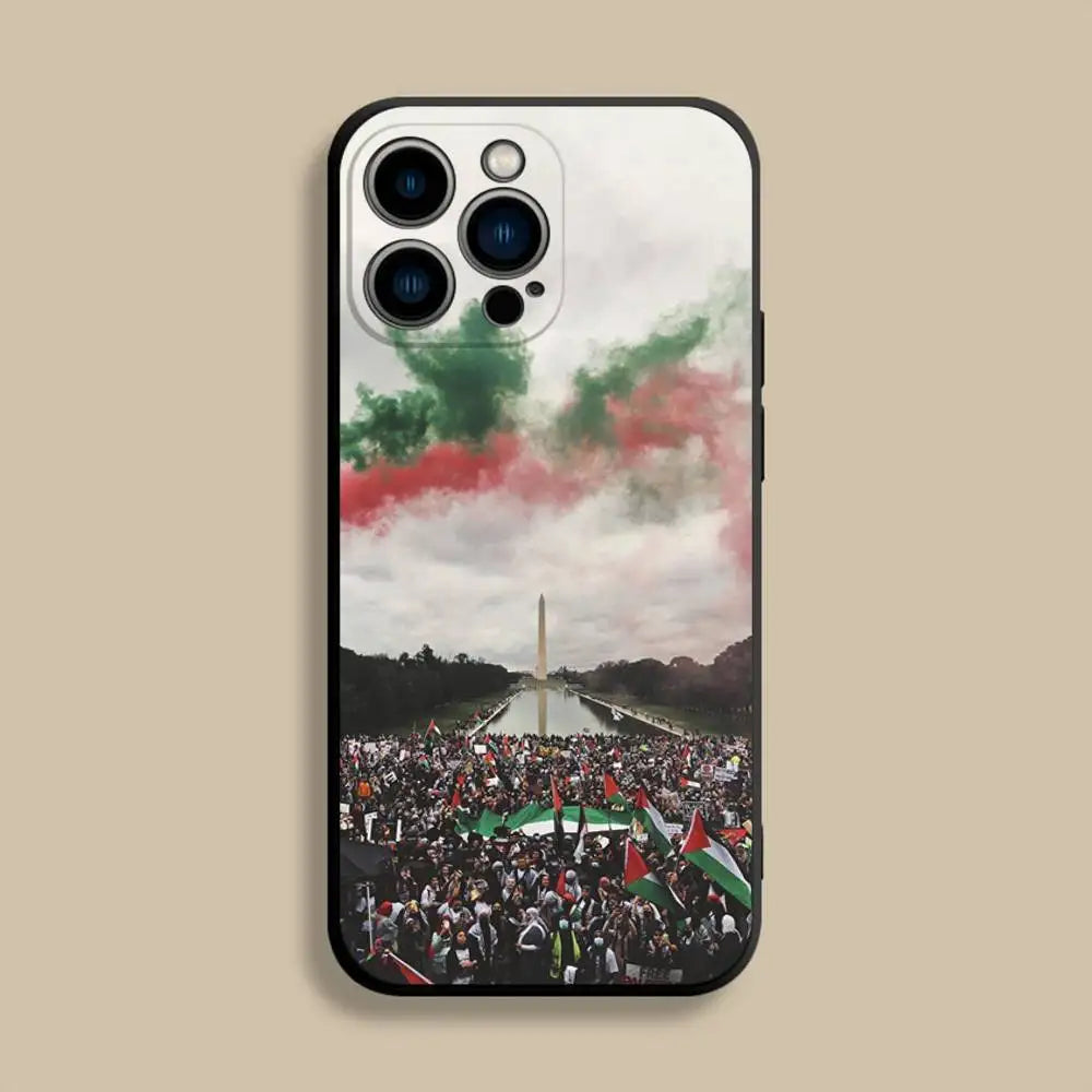 P-Palestine-es-F-Flag MAP Phone Case For iPhone 17,16,15,14,13,12,Pro,Max,Plus,E,SE4,Air,Mini Black Soft Cover