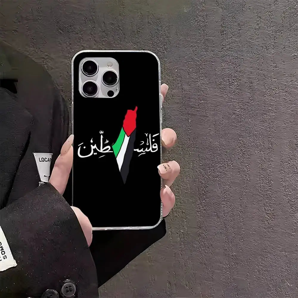 Palestine Flag MAP Phone Case For iPhones Multicolor Matte Silver-Plated Protective