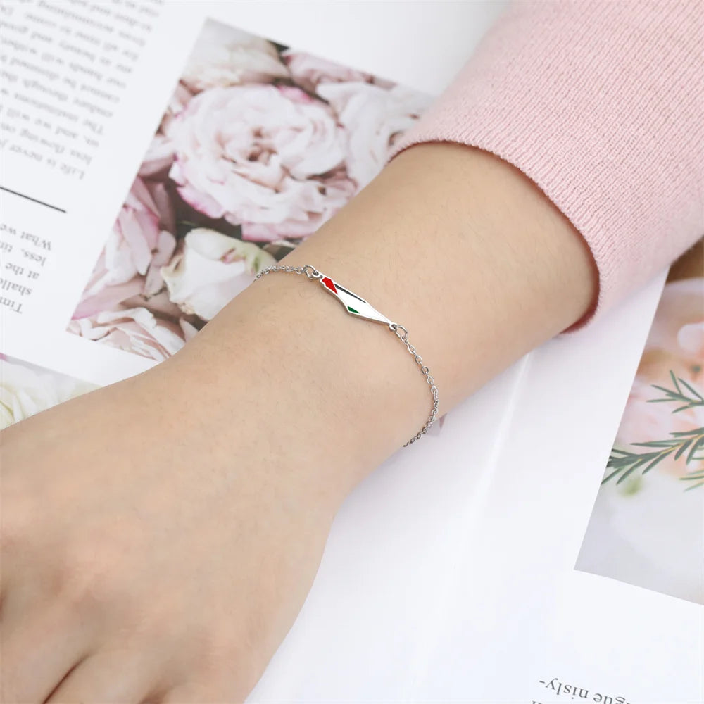 My Shape Palestine Map Flag Charms Bracelets for Women Stainless Steel Palestine Country Geography Map Pendant Bangle Jewelry