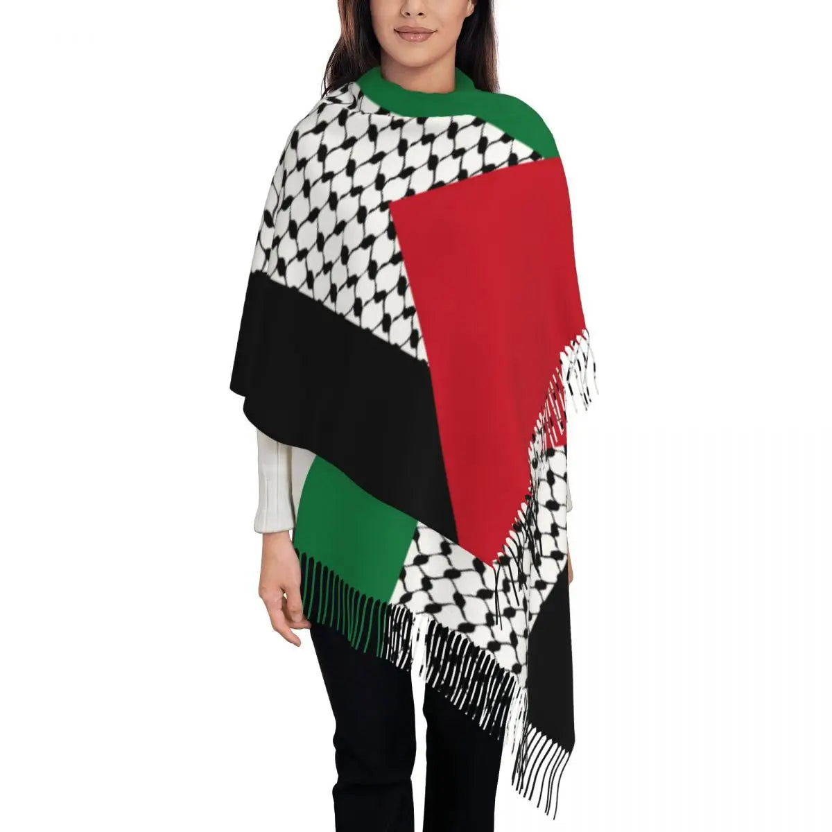 Palestine Flag Shawls Wrap Long Soft Scarf Hatta Kufiya Pattern