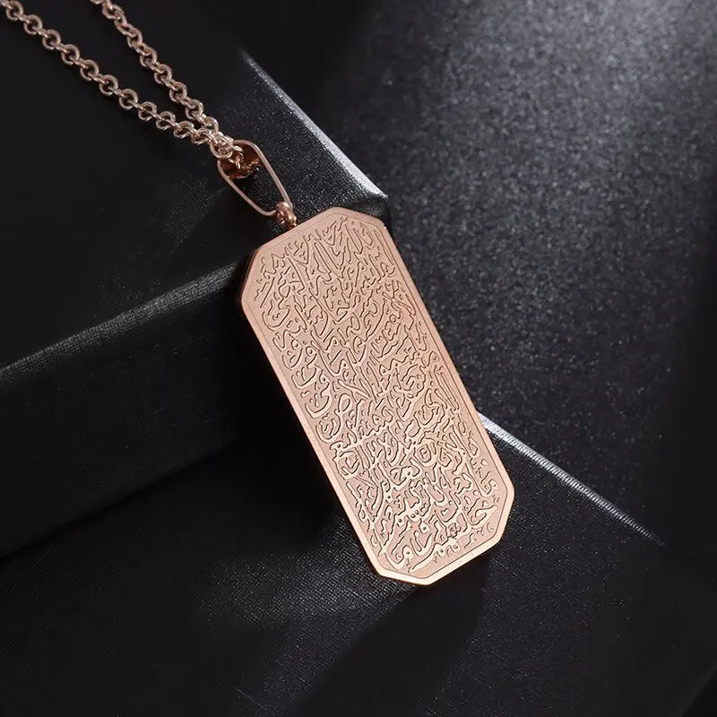 Exquisite Hollow Map Pendant Necklace for Women Men Fashion Charm Arabic Stainless Steel Amulet Jewelry