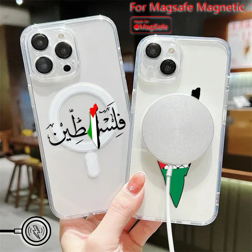 Palestine Flag Map Passport  Magsafe Magnetic Phone Case for iPhone 16 15 14 13 12 11 8 7 Plus Pro Max X XR XSMax Soft Tpu Cover