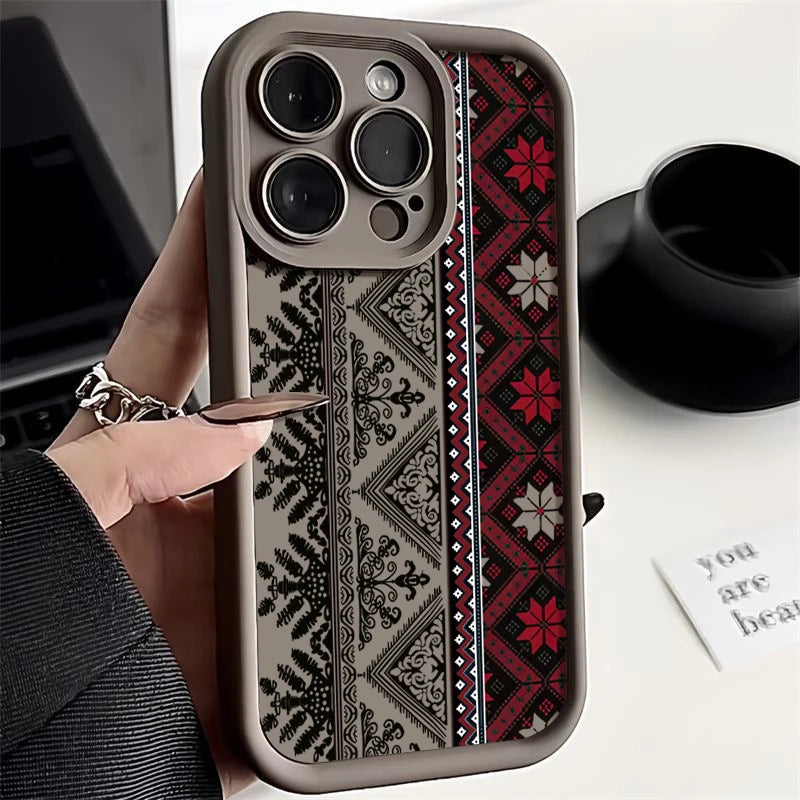 Tatreez Pattren Shockproof Case For iPhone Soft TPU Phone Cover