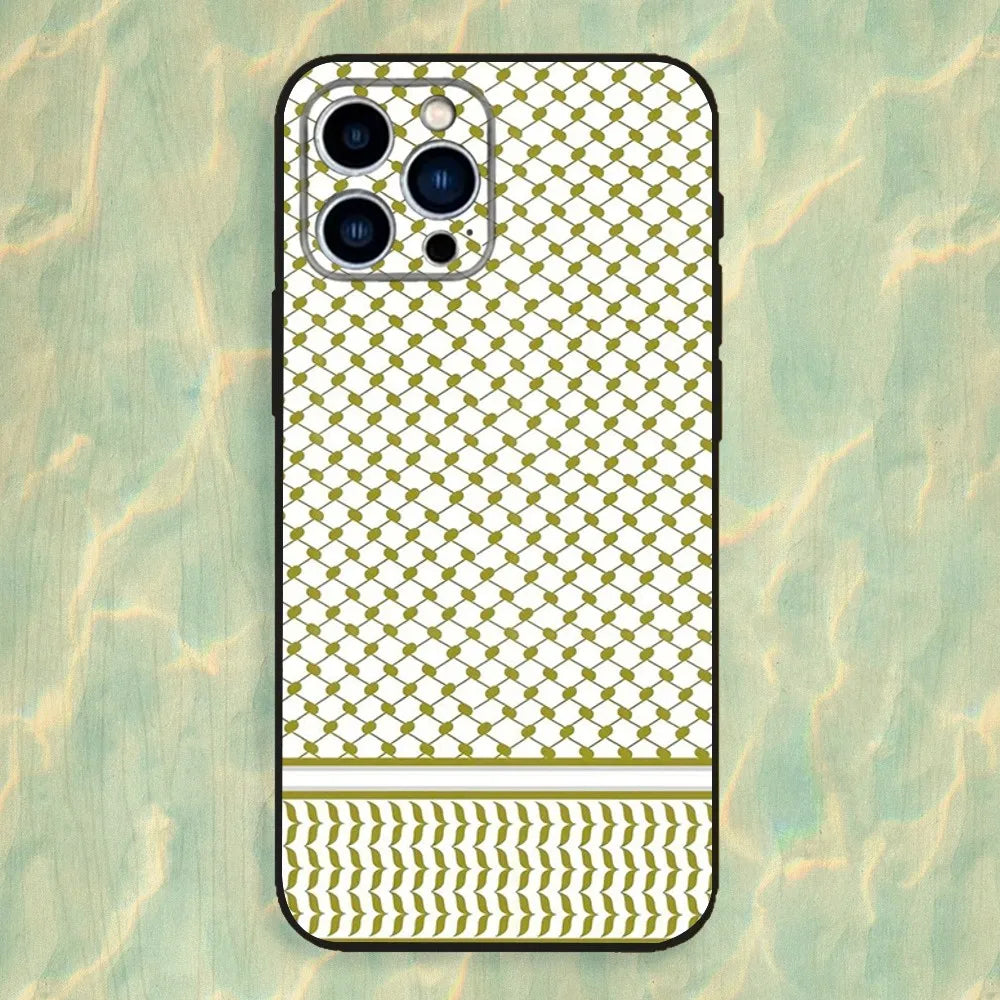 P-Palestines Hattah Keffiyeh Phone Case For iPhone 16,15,14,13,12,11 Plus,Pro Max,XS,X,XR,SE,Mini,8,7,Soft Silicone Black Cover