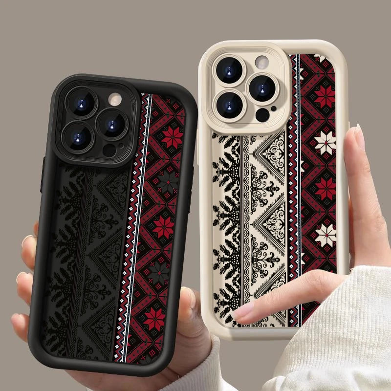 Tatreez Pattren Shockproof Case For iPhone Soft TPU Phone Cover