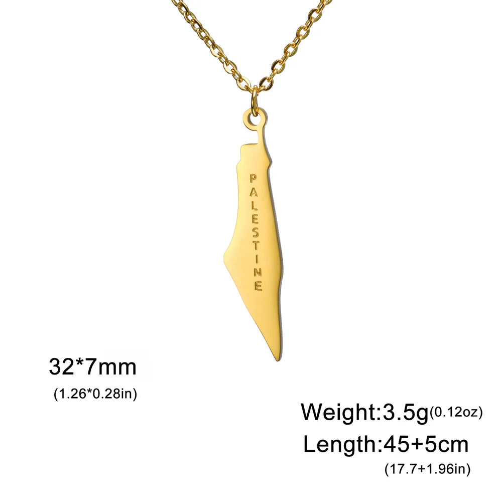 My Shape Palestine Map Pendant Necklaces for Women Men Gifts Palestinians Ethnic Map Choker Neck Chain Stainless Steel Jewelry