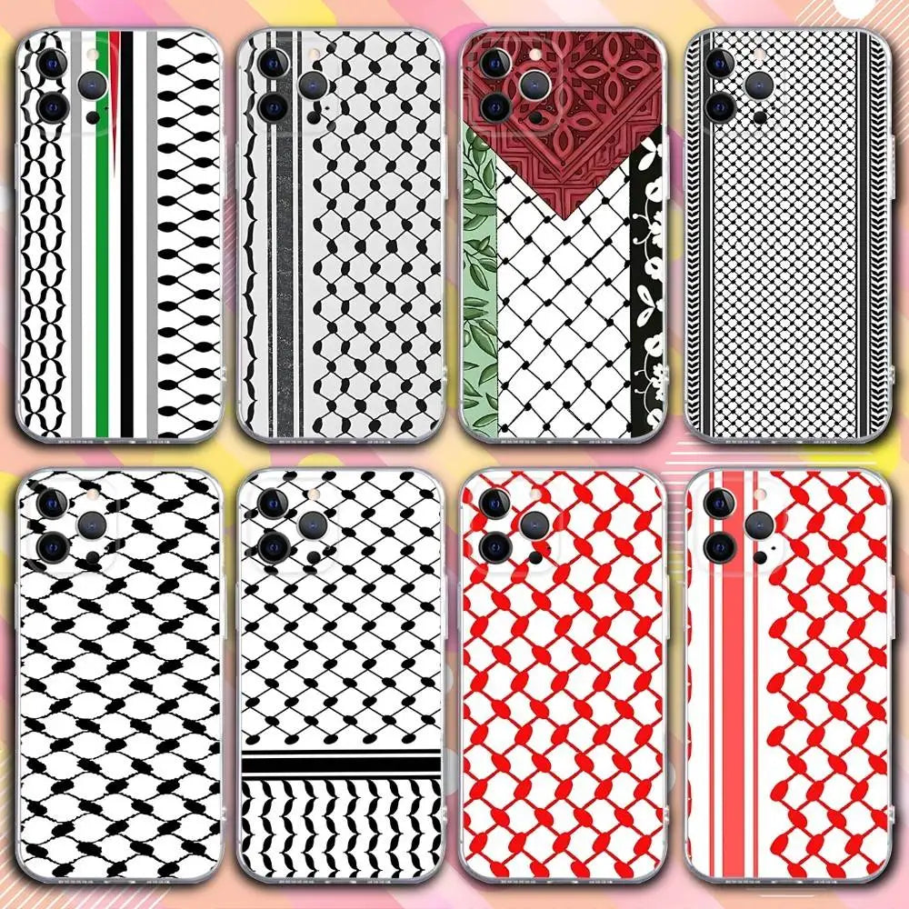 Keffiyeh P-Palestine-S Phone Case For iPhone 17,16,15,14,13,12,11 Pro,Max,Plus,X,XS,XR,SE4,E Mini Transparent Soft Cover