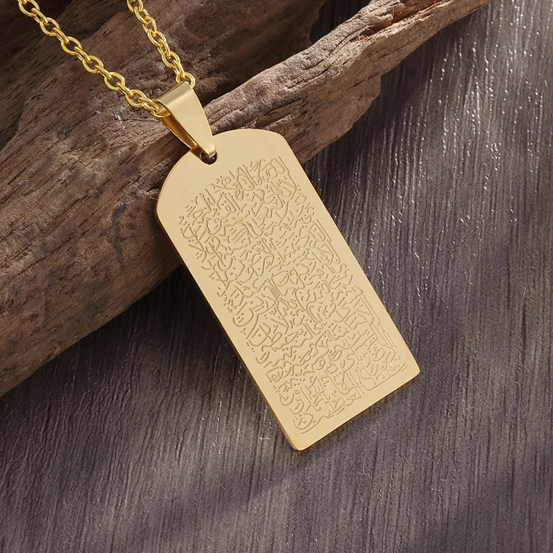 Exquisite Hollow Map Pendant Necklace for Women Men Fashion Charm Arabic Stainless Steel Amulet Jewelry