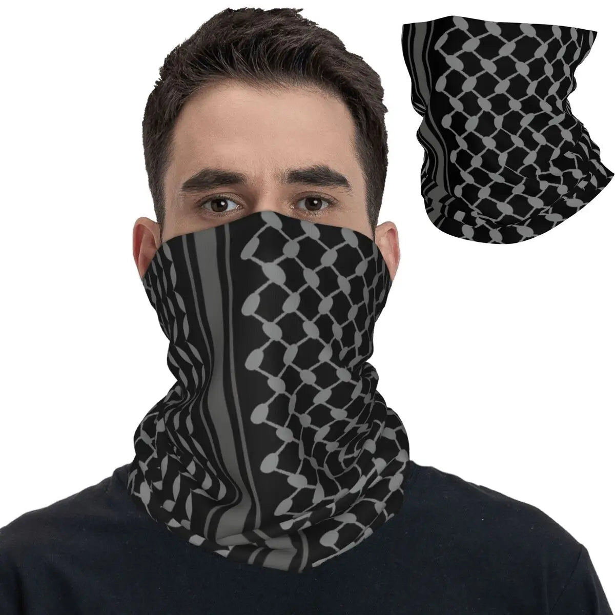 Palestine Keffiyeh In Black Bandana Neck Gaiter Printed Mask Scarf Multi-use Balaclava Hiking for Men Women Adult Winter