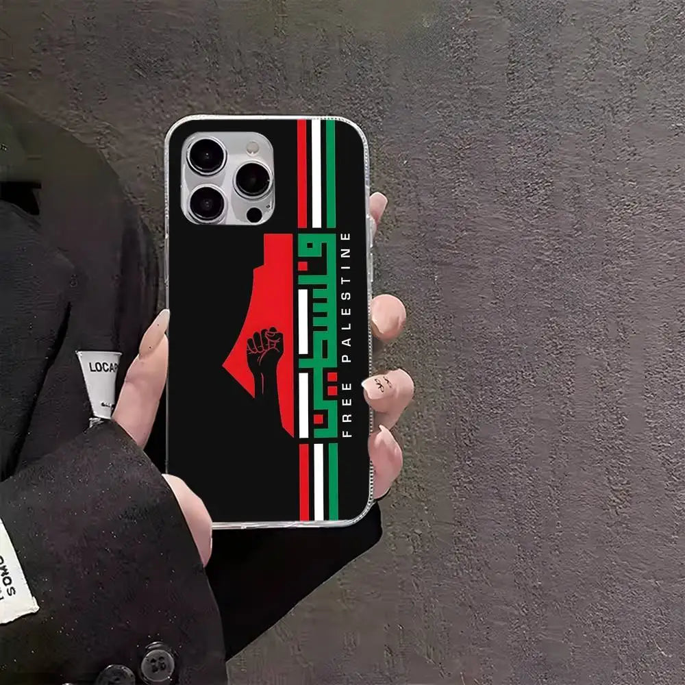 Palestine Flag MAP Phone Case For iPhones Multicolor Matte Silver-Plated Protective