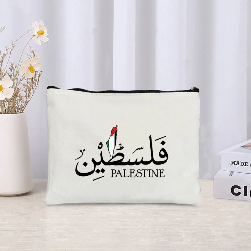 Country Map Printed Canvas Cosmetic Bag