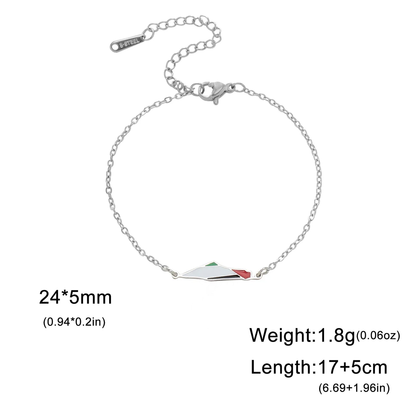 Enamel Palestine Map Charm Bracelets for Women Men Stainless Steel Gold Color Hand Bracelet Country Geography Jewelry Wholesale