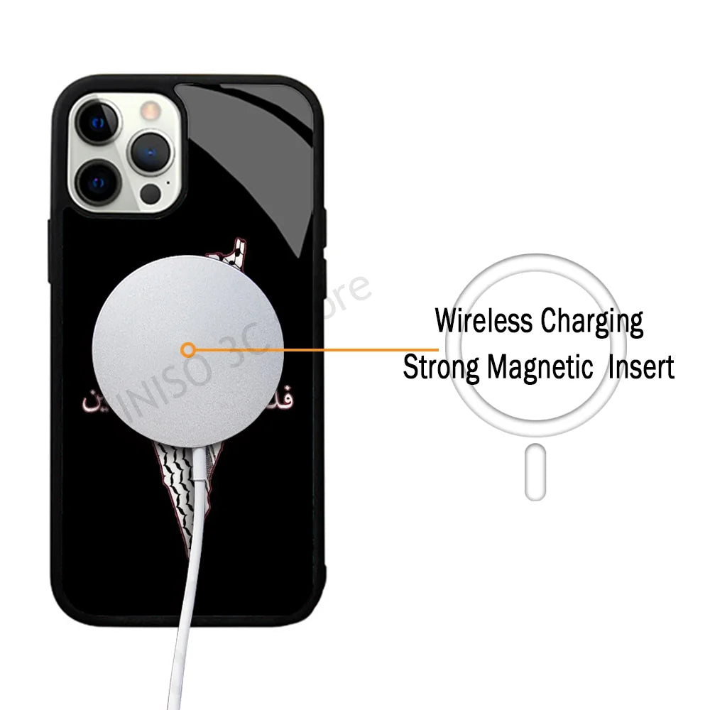 Keffiyeh Palestine Map Phone Case Strong Magnetic For IPhone