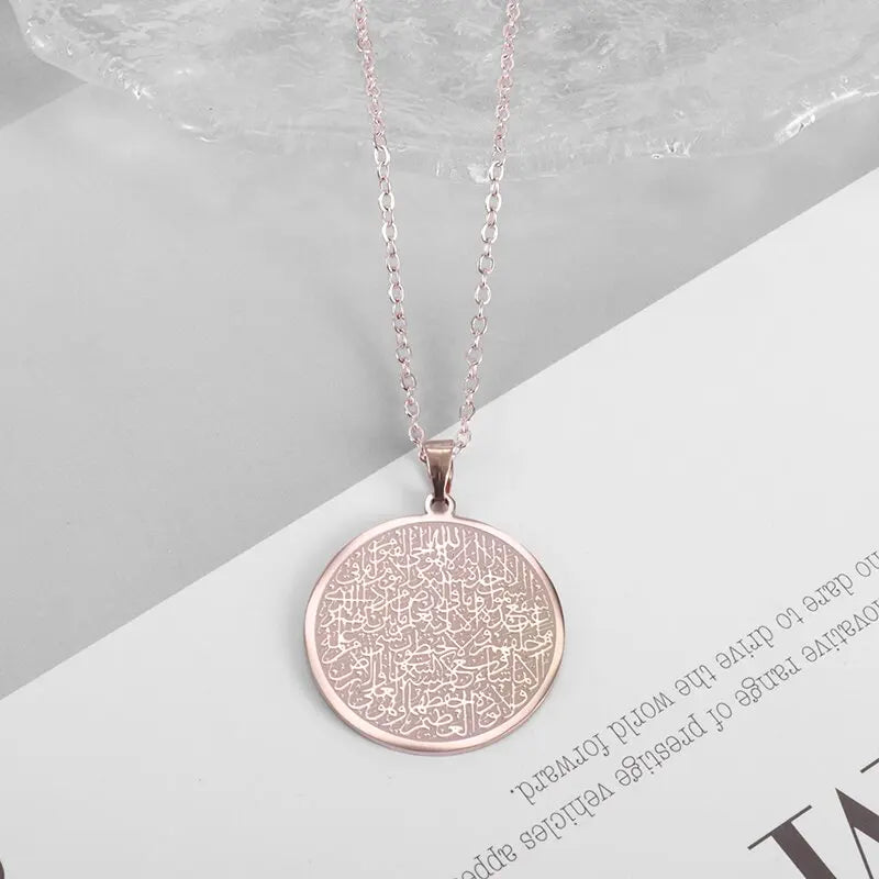 Exquisite Hollow Map Pendant Necklace for Women Men Fashion Charm Arabic Stainless Steel Amulet Jewelry