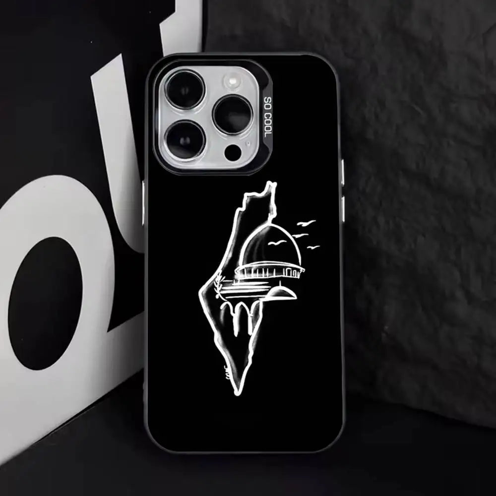 P-Palestine-es-F-Flag MAP Phone Case For iPhone 16,15,14,13,12,11,8,7,Pro,Max,Plus,Mini,XS,SE Anti Fall Black Matte Hard