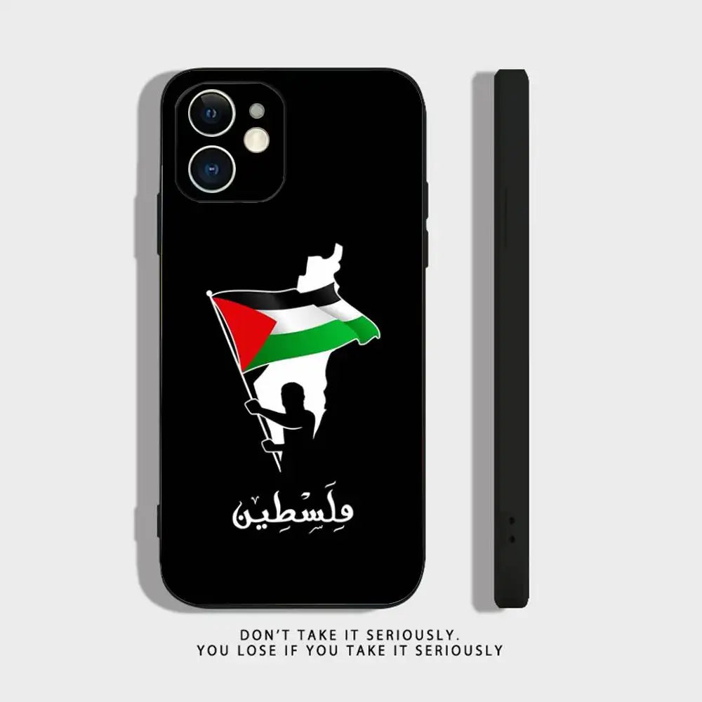 P-Palestine-es-F-Flag MAP Phone Case For iPhone 16,15,14,13,12,11,Pro,X,XS,Max,XR,Plus,Mini Soft Silicone Black Shockproof TPU