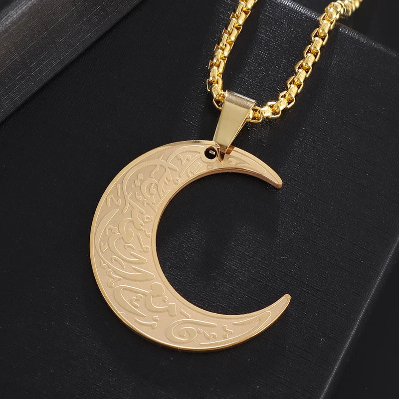 Exquisite Hollow Map Pendant Necklace for Women Men Fashion Charm Arabic Stainless Steel Amulet Jewelry