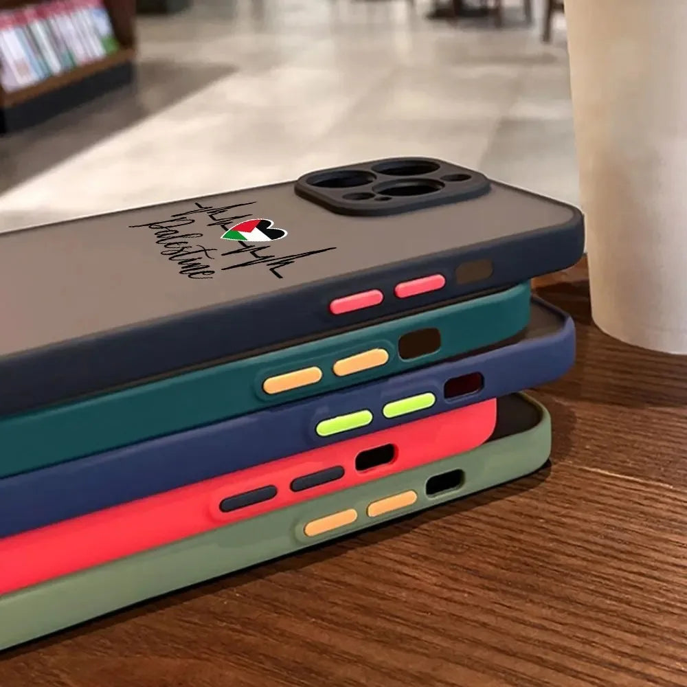 Palestine Flag Map Passport Phone Case For iPhone 13 12 11 14 15 Pro Max XSMAX X XR 15 Plus Art statue Luxury Clear Soft Cover