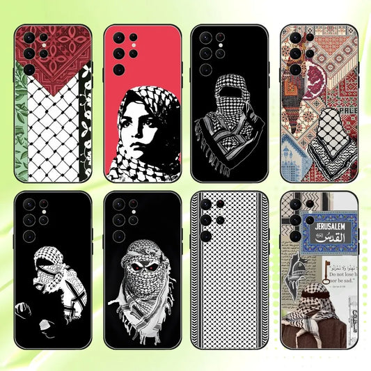 Hattah Keffiyeh Fashion Phone Case For Samsung S 25,24,23,22,30,21,10,9,Ultra,Plus,Lite,FE,4,5G Black Soft Case