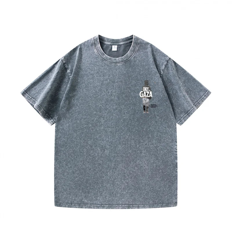 Men's T-Shirt Denim Blue Only Gaza Graphic Print Casual Daily Wear